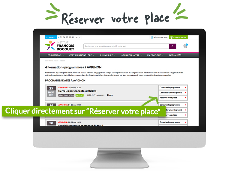Réserver votre place Institut François Bocquet