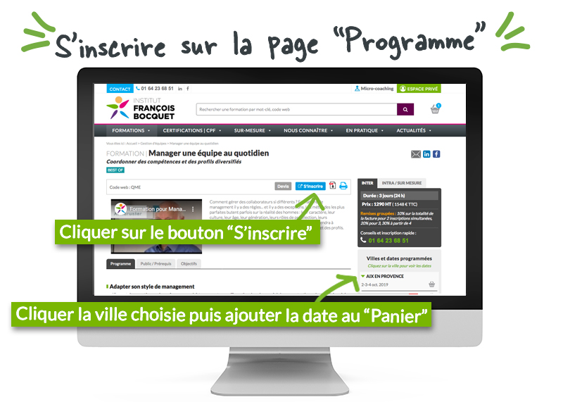 Page formation accéder au panier